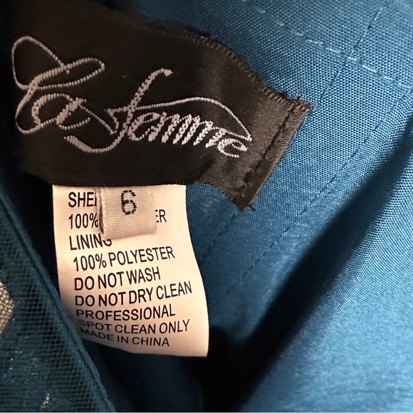 NEW LA FEMME Evening Mother of the Bride Teal A-Line Dress Women 6 Evening Gown. - Picture 5 of 9